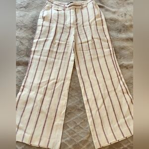 Theory Cream and Purple Striped Pants